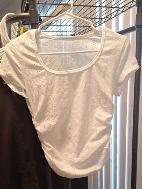White Eyelet Scoop Neck Women’s Top